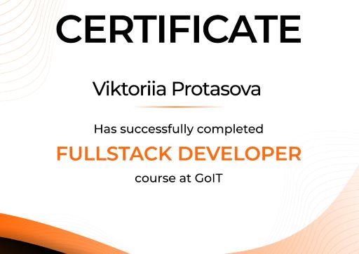 GoIT FullStack Development Certificate